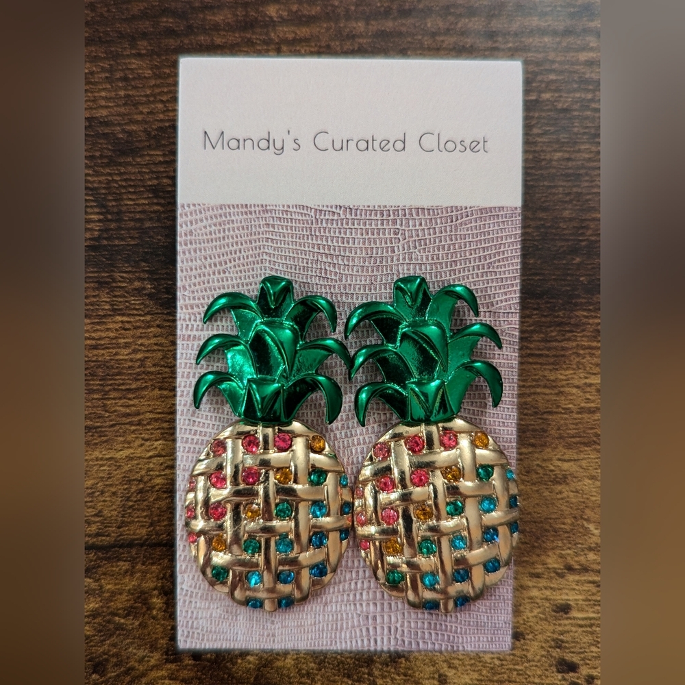 Gemstone Pineapple Earrings & Gemstone Hoops